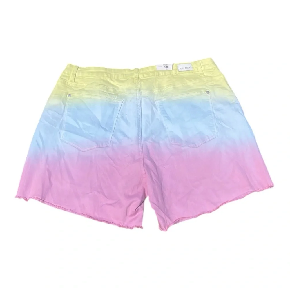 NWT Judy Blue Dip Dye Ombre Multicolor High Waist Stretch Denim Shorts - Picture 3 of 6